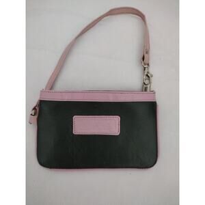 AKA Wristlet Clutch Bag Pink Green Logo Small Zip Pouch Purse Womens Accessory